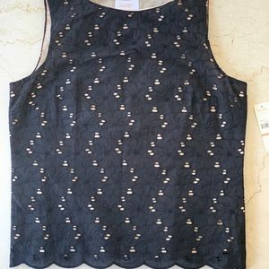 NWT Laundry by Shelli Segal Black Eyelet Top